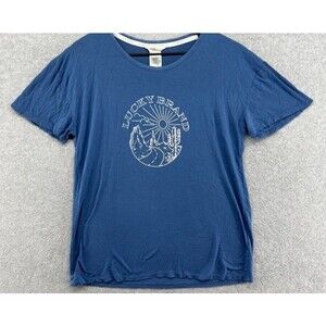 Lucky Brand T Shirt Womens Size L Blue Short Sleeve Graphic Tee Cactus Desert